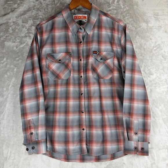 Dixxon Flannel Co Grey Orange Plaid D-Tech Long Sleeve Shirt Mens 2X